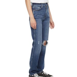 Brand New 90's Straight Highest Rise Slim Through Hip Distress Jean 11, Waist 30